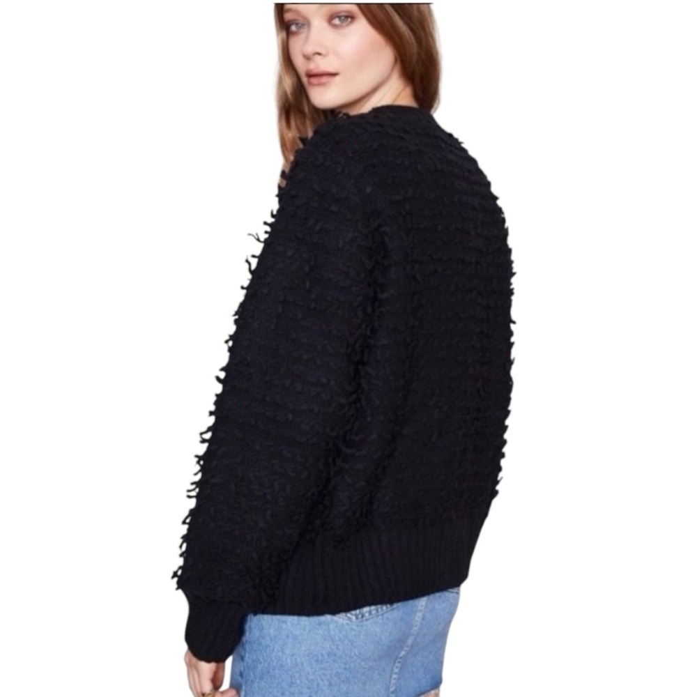 Anine Bing Black Wool Blend Bauble 3D Textured Zipper Front Jacket Coat Womens S - Picture 2 of 16